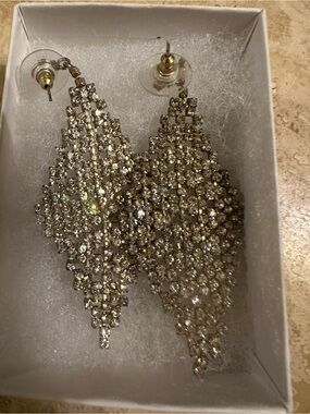 Sparkling Golden Crystal Drop Earrings - Women Jewelry